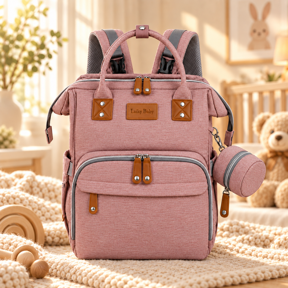 Diaper Backpack with Portable Changing Station