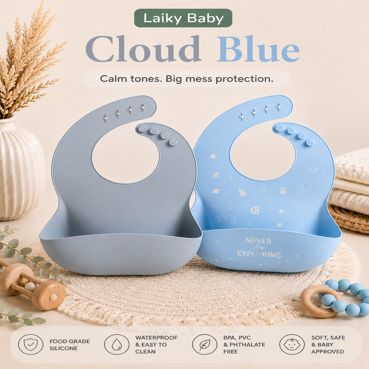 Laiky Baby Curated 2-Pack Silicone Bibs
