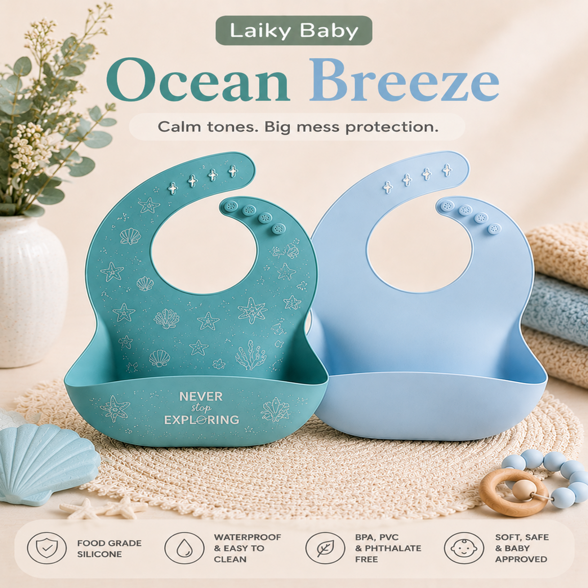 Laiky Baby Curated 2-Pack Silicone Bibs