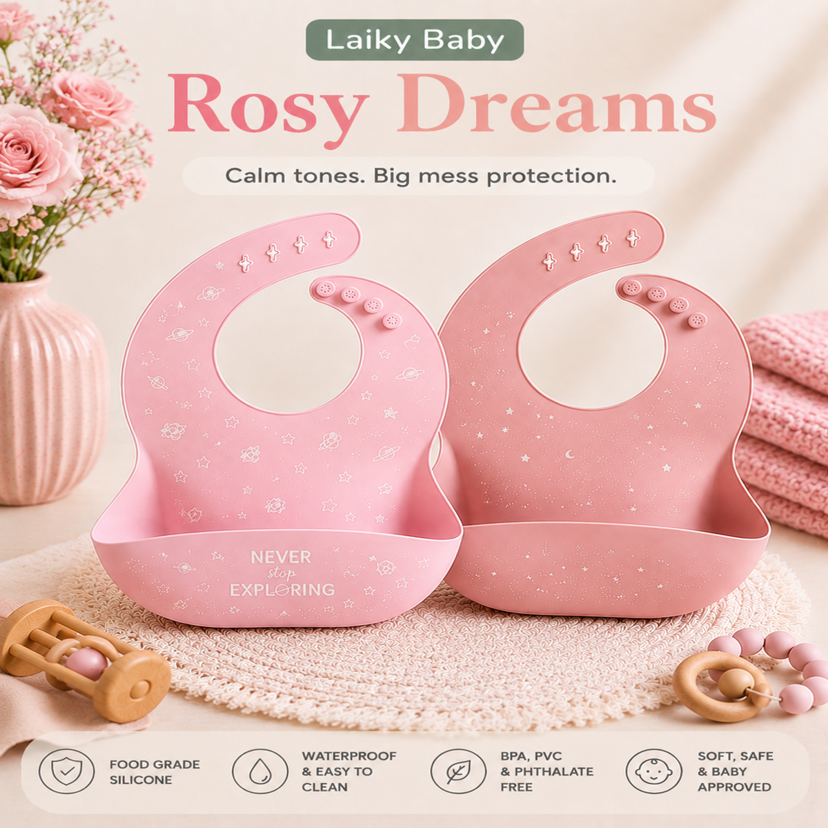 Laiky Baby Curated 2-Pack Silicone Bibs