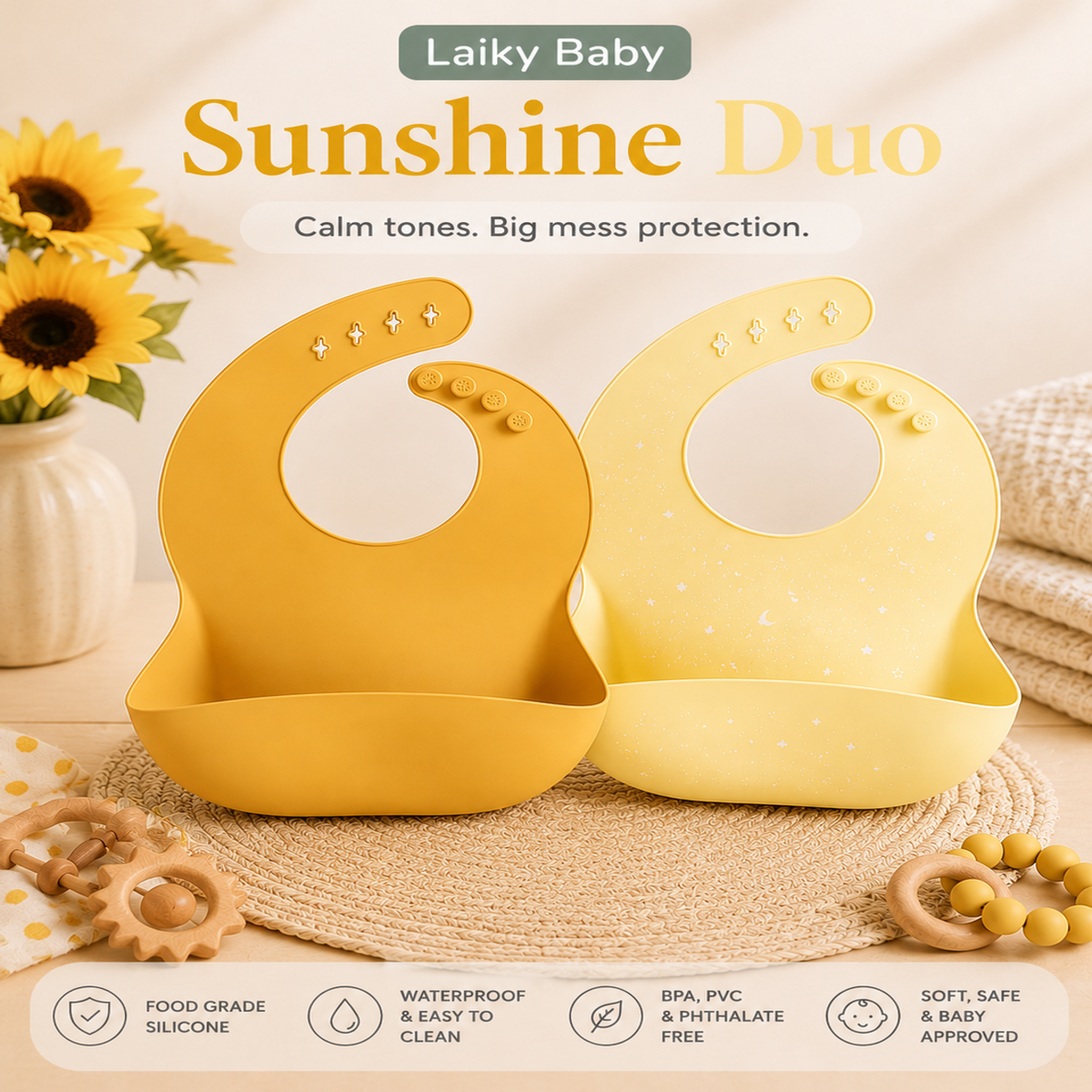 Laiky Baby Curated 2-Pack Silicone Bibs