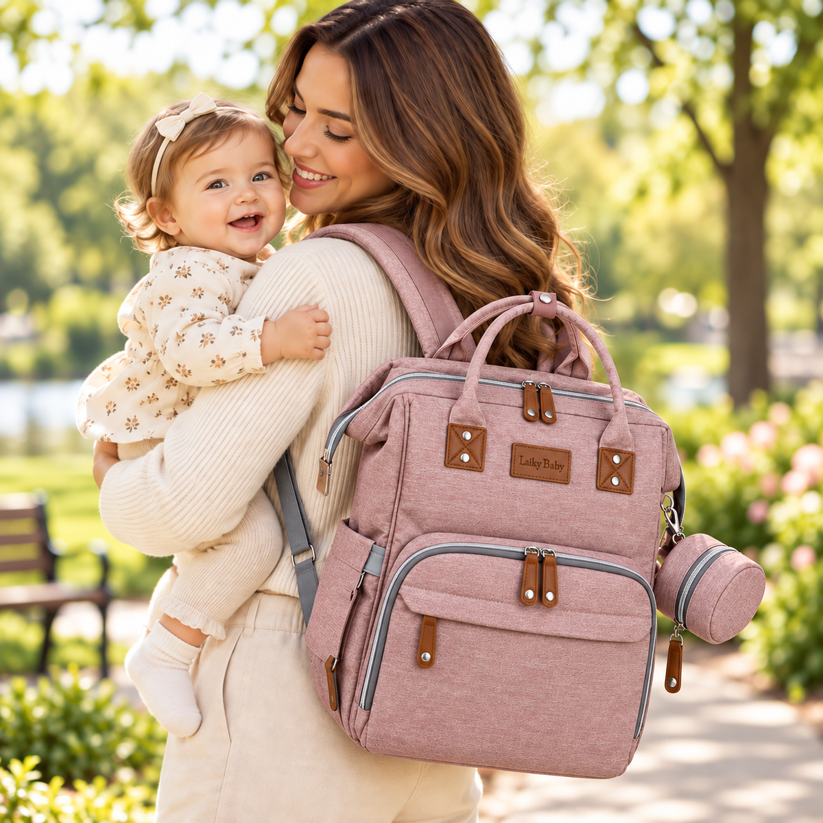 Diaper Backpack with Portable Changing Station