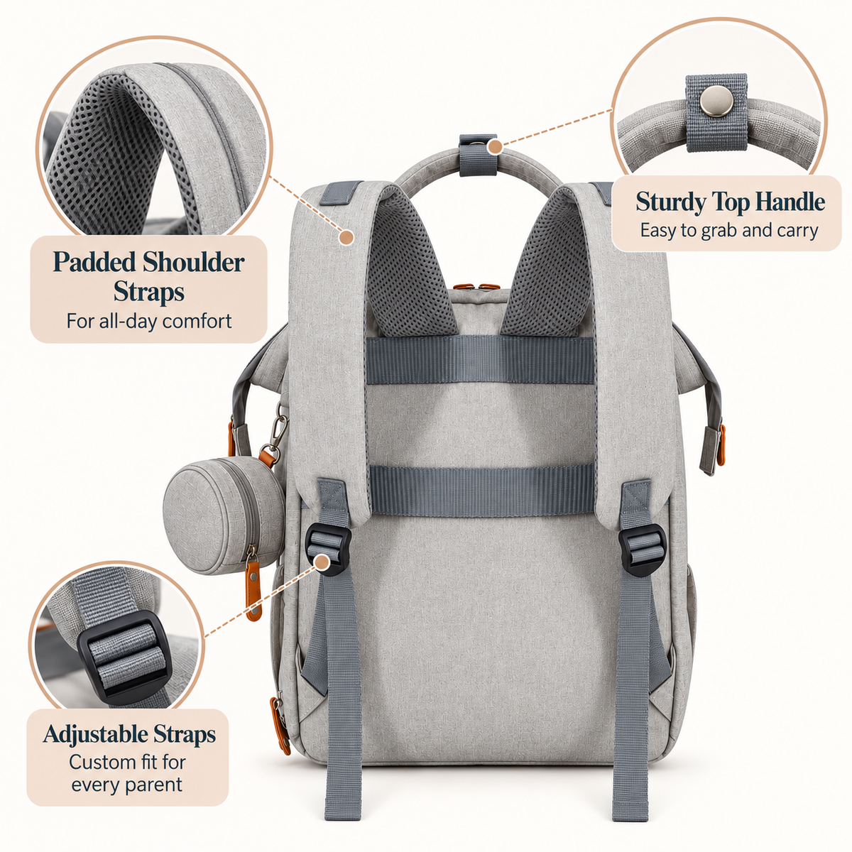 Diaper Backpack with Portable Changing Station