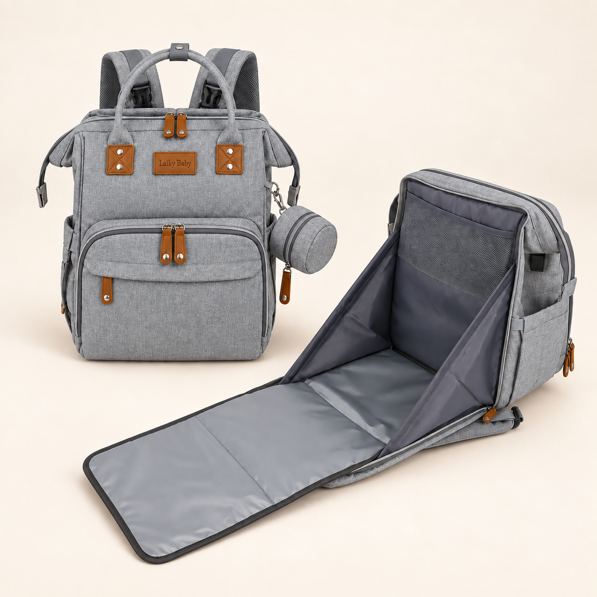 Diaper Backpack with Portable Changing Station
