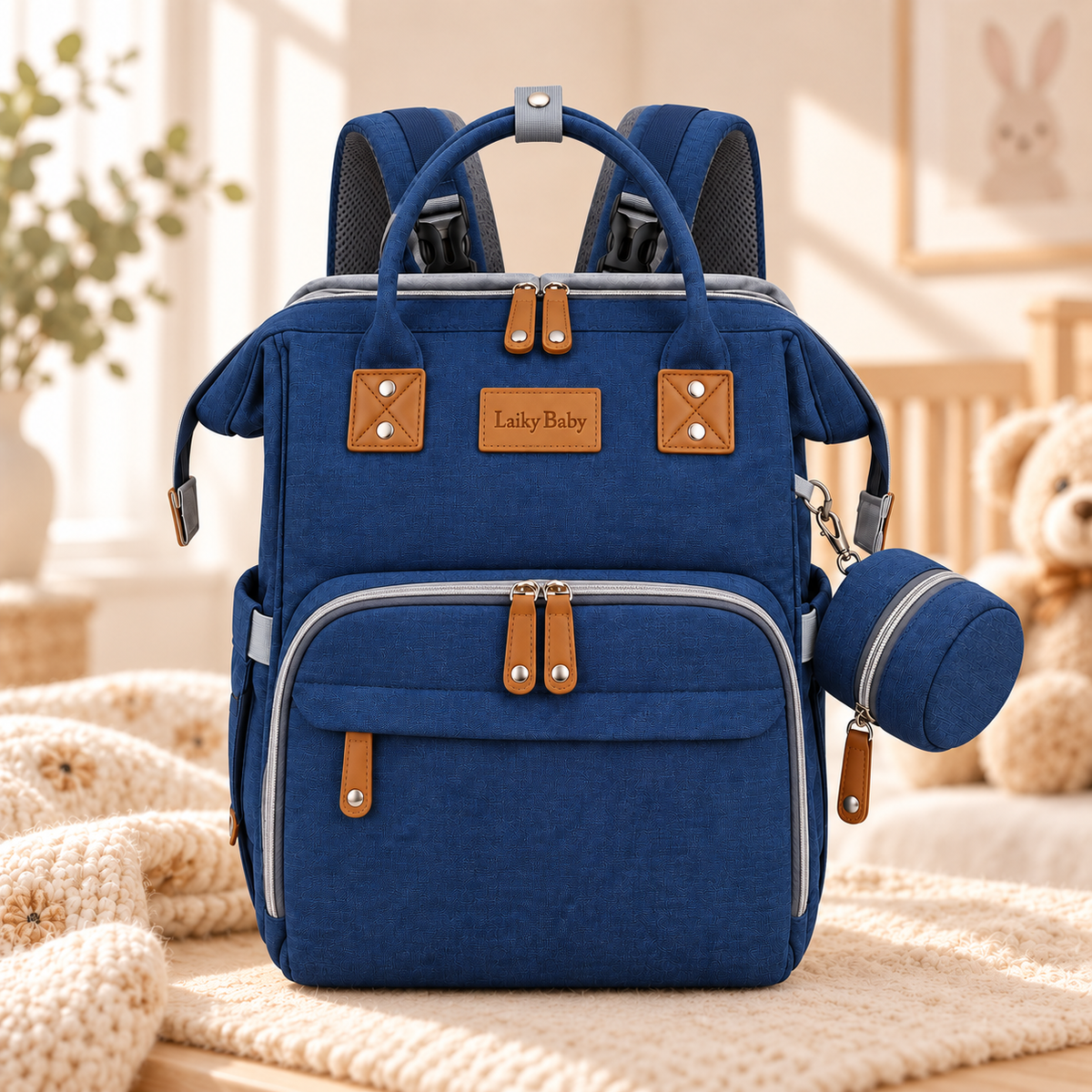 Diaper Backpack with Portable Changing Station